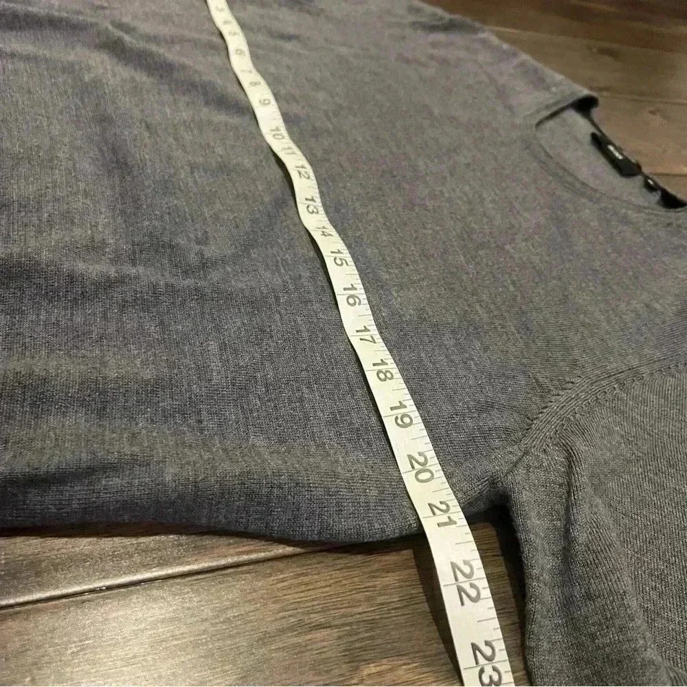 BOSS Hugo Boss Sweater Mens XL Charcoal Grey Excellent Extrafine Merino Slim Fit